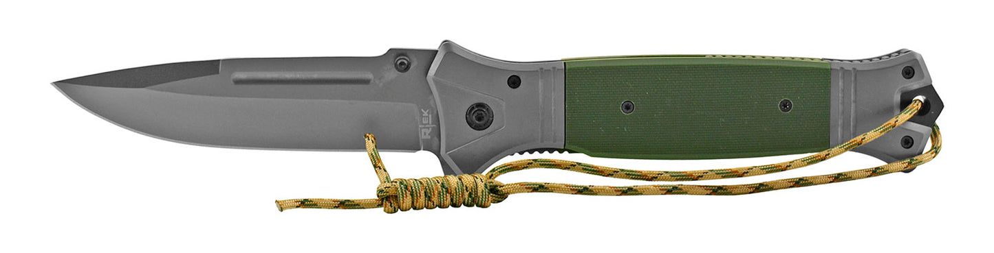 10.75" Tactical Folding Pocket Knife with Paracord Wrist Strap - Olive Drab Green