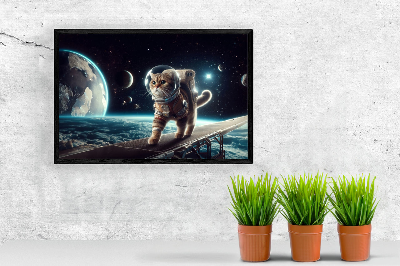 Surreal Space Cat 1 Poster Print