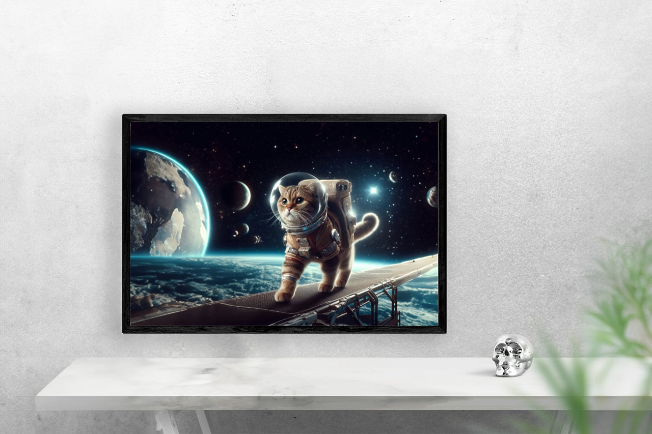 Surreal Space Cat 1 Poster Print