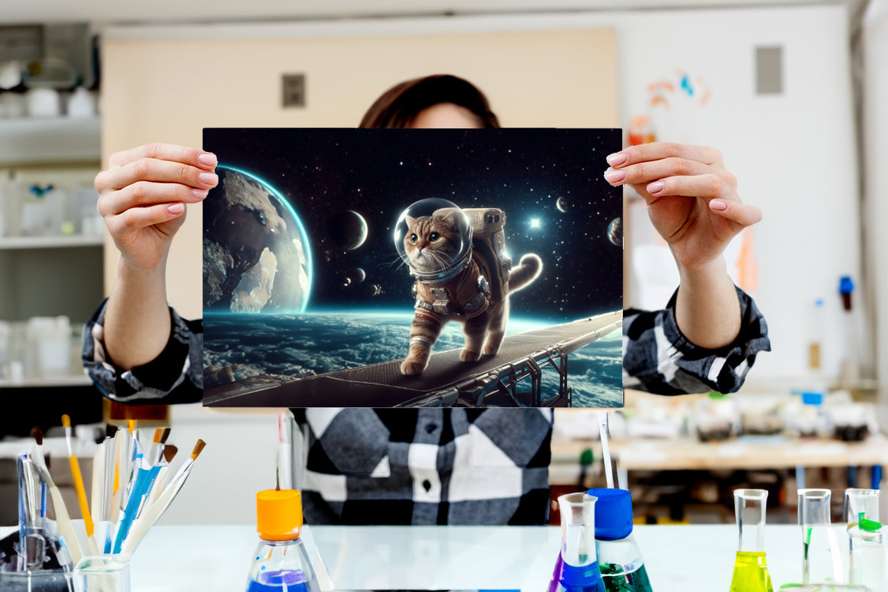 Surreal Space Cat 1 Poster Print