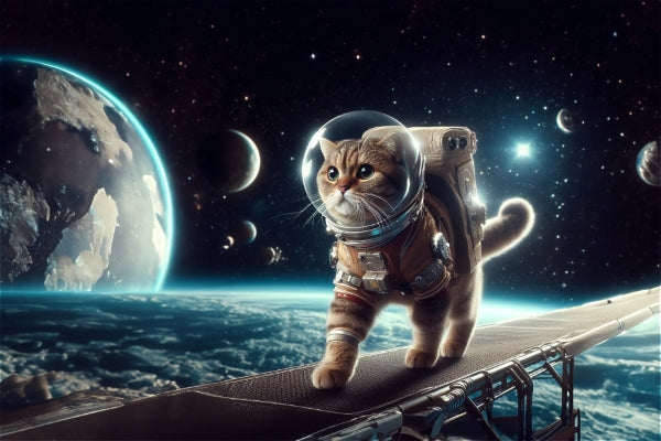 Surreal Space Cat 1 Poster Print