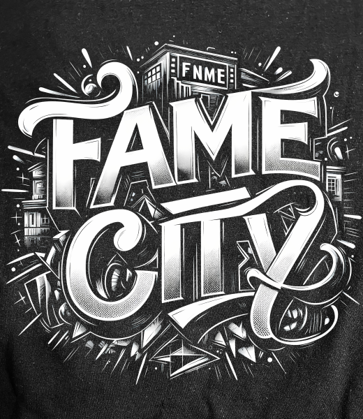 Fame City BW on Dark T-Shirt