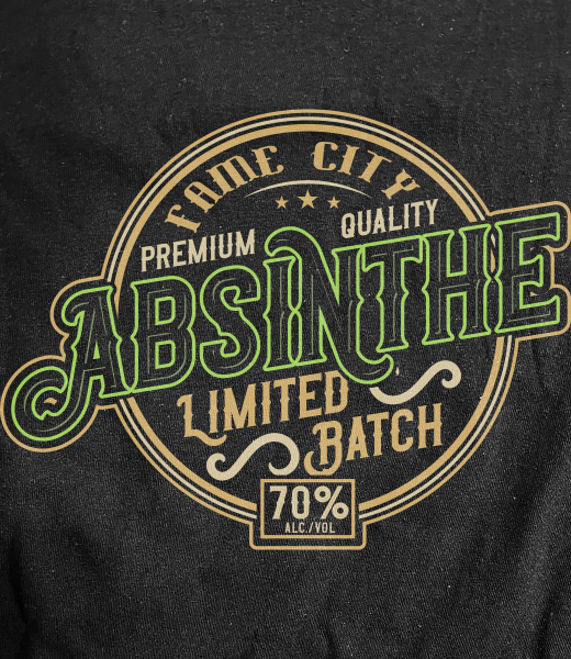 Fame City Absinthe Logo on Black T-Shirt