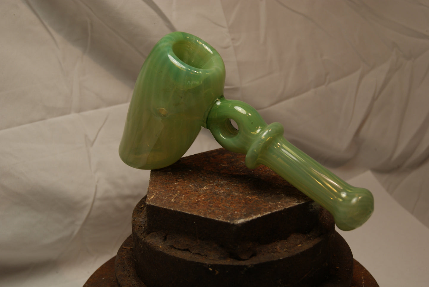 Color Changing Silver Fumed Donut Hole GLASS HAMMER bubbler