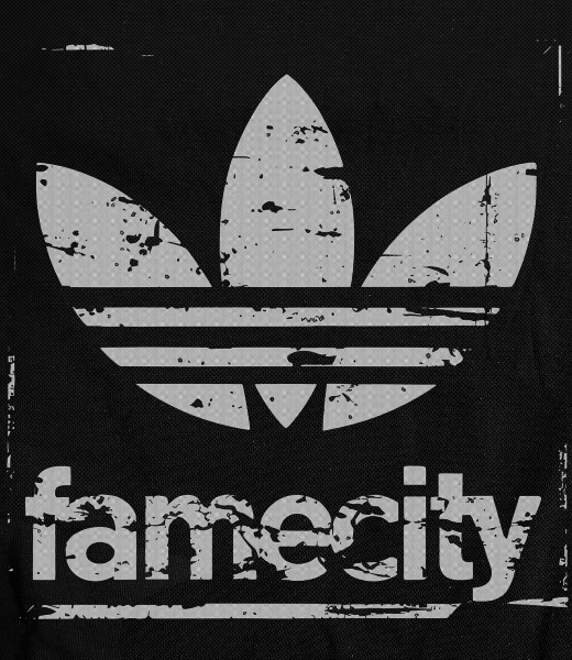 Fame City Tri-Leaf Stamp on Black T-Shirt