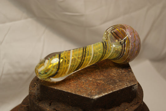 Nice and Thick Gold Fumed Frit VIRAL SPIRAL Glass Pipe