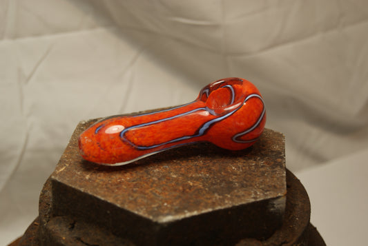 Small MIGHTY STRIPER Frit Glass Pipe - RED