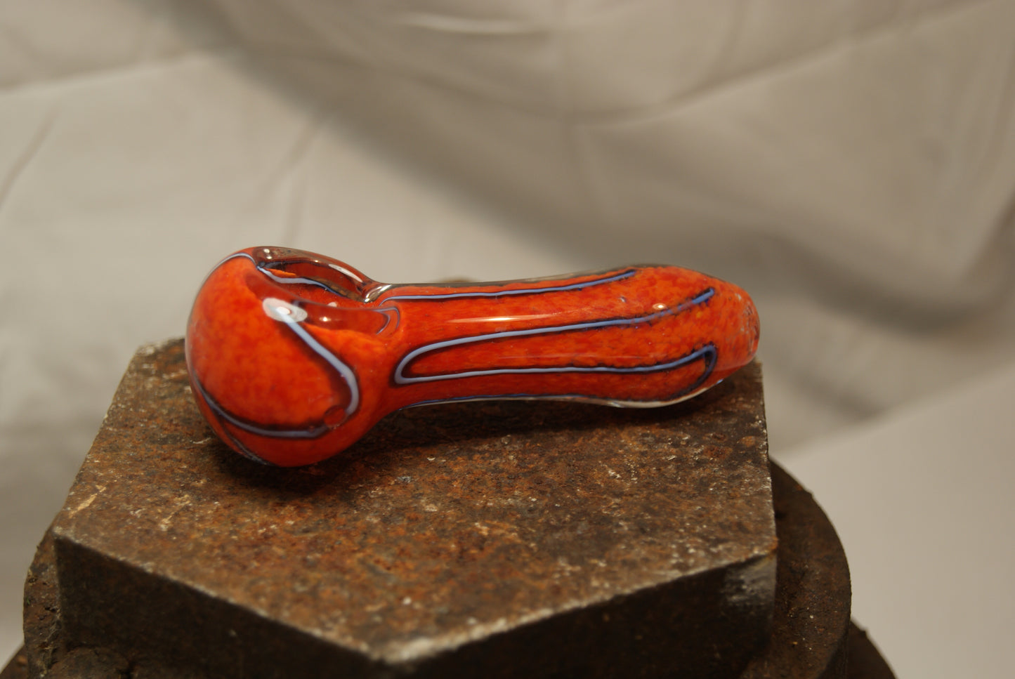 Small MIGHTY STRIPER Frit Glass Pipe - RED