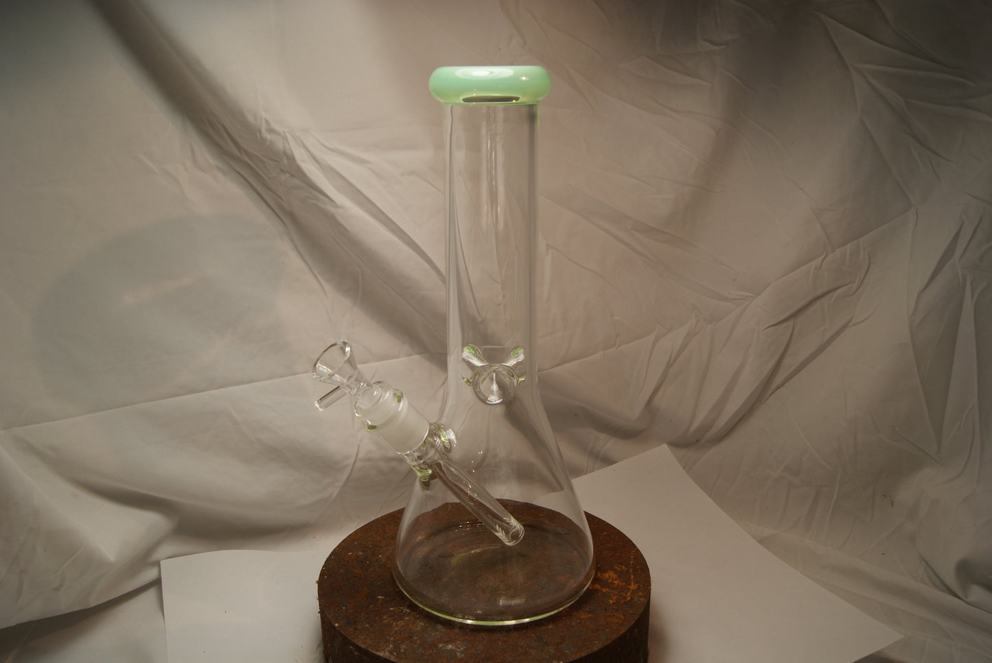 Medium 12" Glass on Glass CLEAR HIGH Beaker Water Pipe with Ice stopper