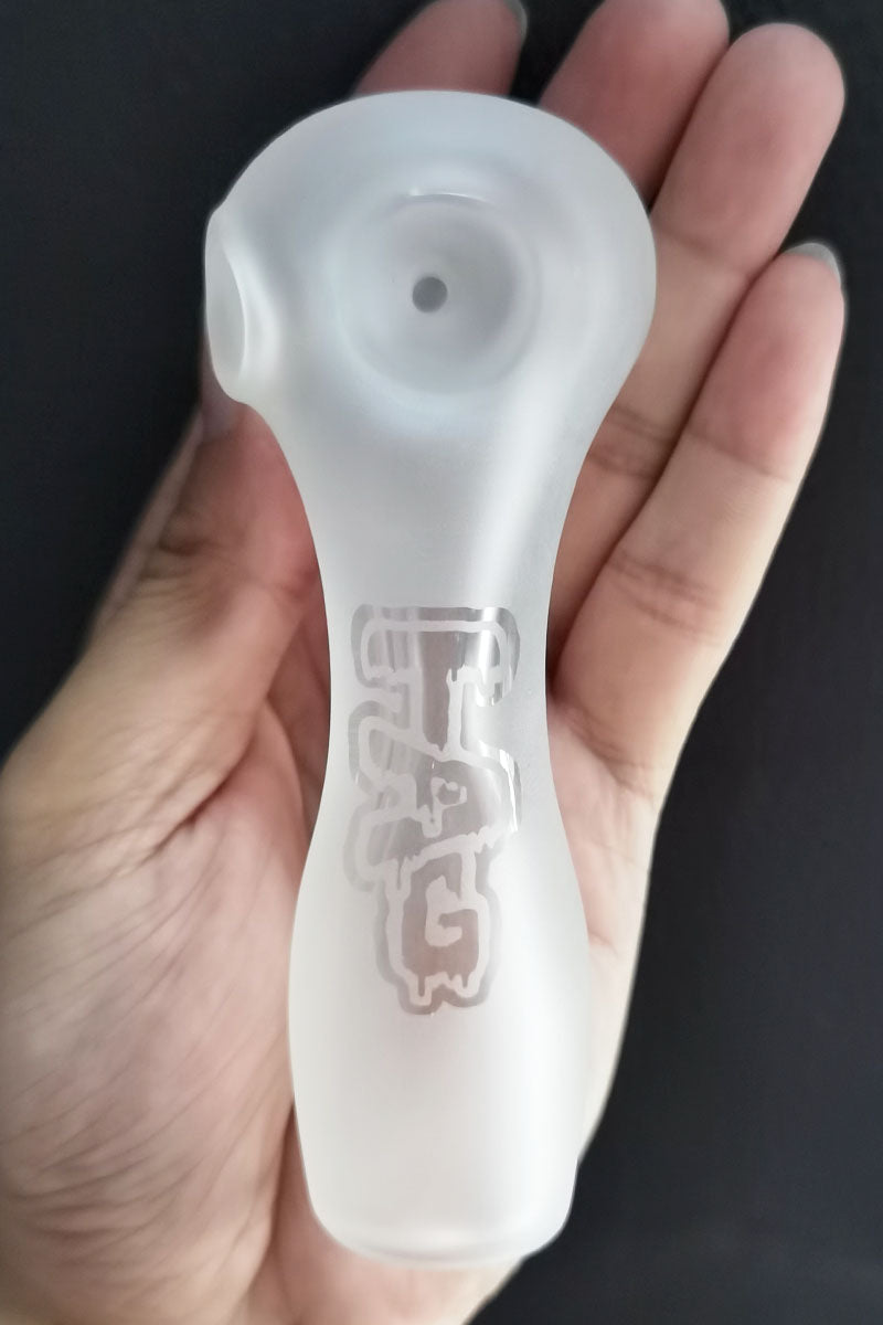 TAG - 4.5" Clear Spoon Pipe w/ Large Carb and Mouth Piece