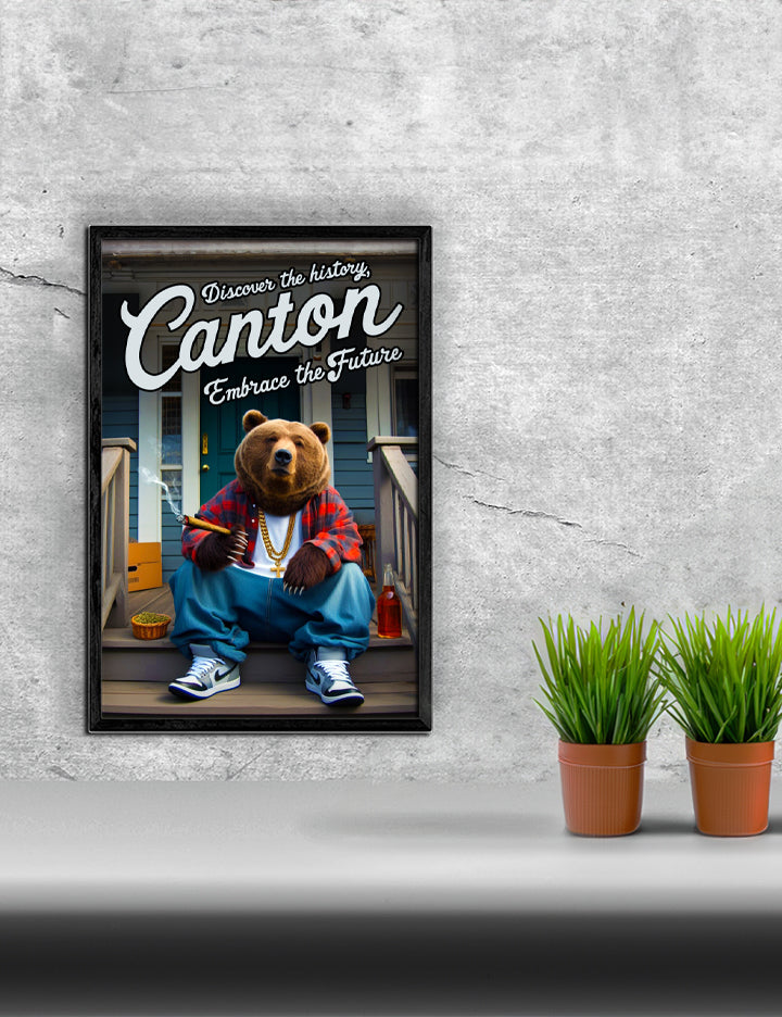 Local Visit Canton Poster Bear on the Porch Print