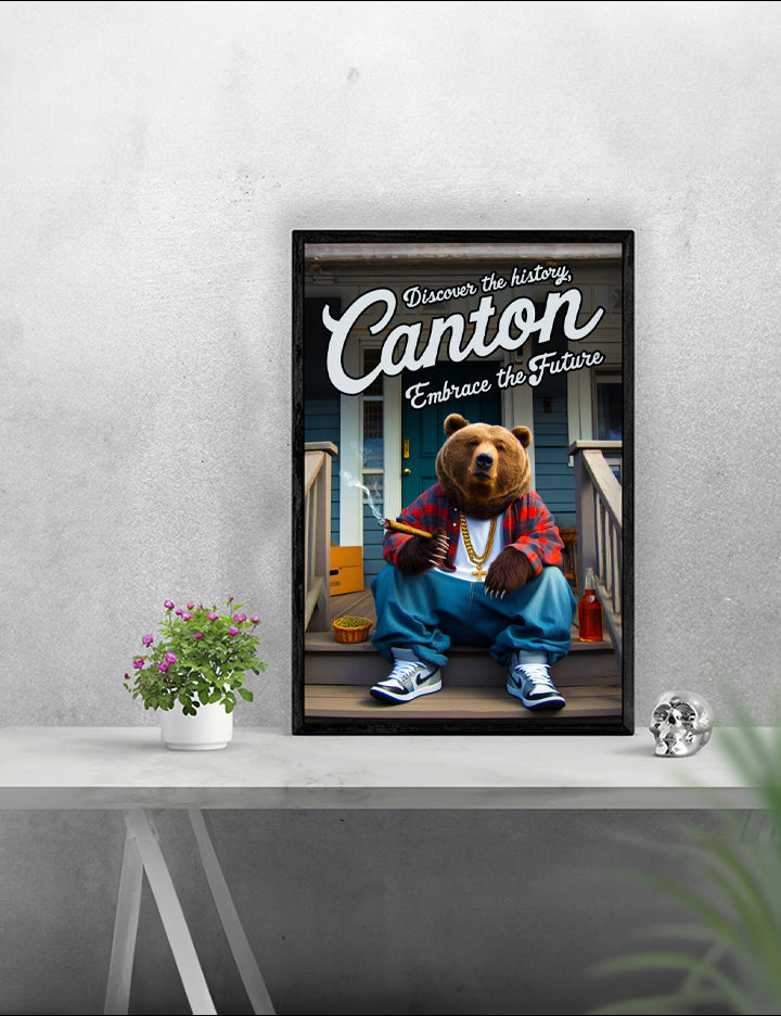 Local Visit Canton Poster Bear on the Porch Print