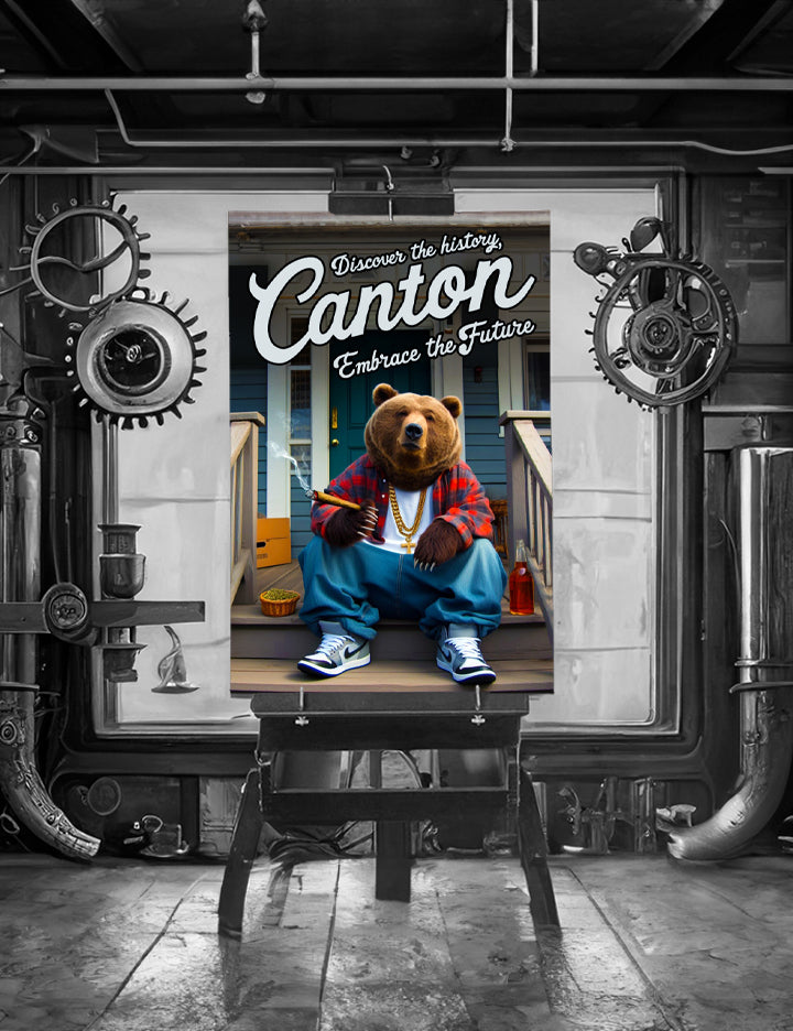 Local Visit Canton Poster Bear on the Porch Print