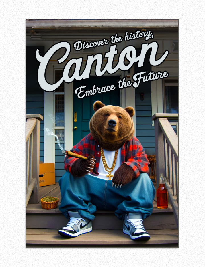 Local Visit Canton Poster Bear on the Porch Print