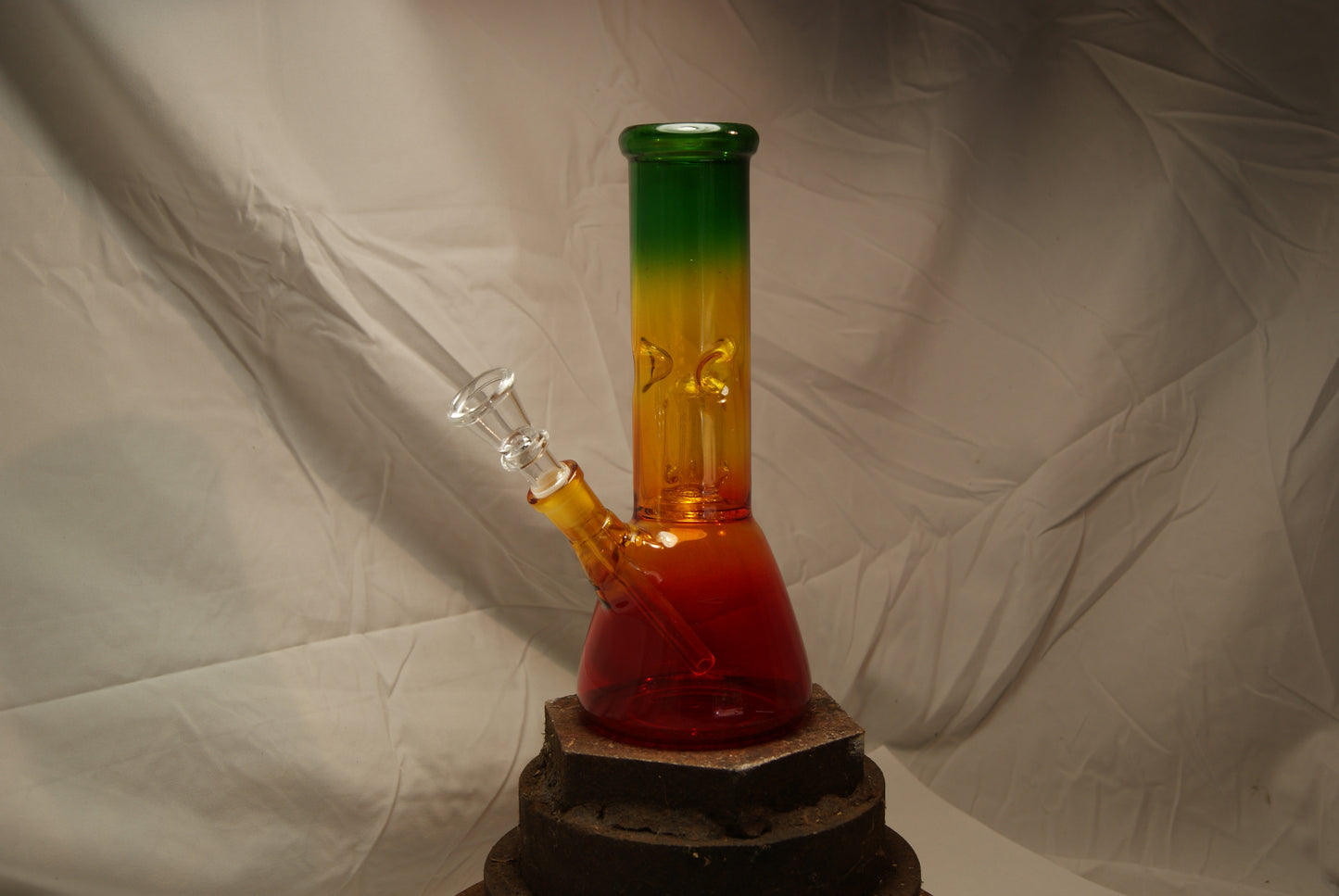 Small Painted RASTA RIG Glass-on-Glass Water Pipe with Dome Perc