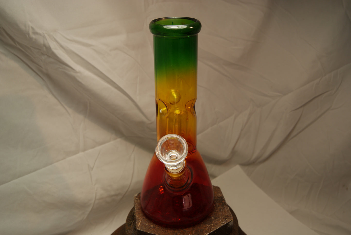 Small Painted RASTA RIG Glass-on-Glass Water Pipe with Dome Perc