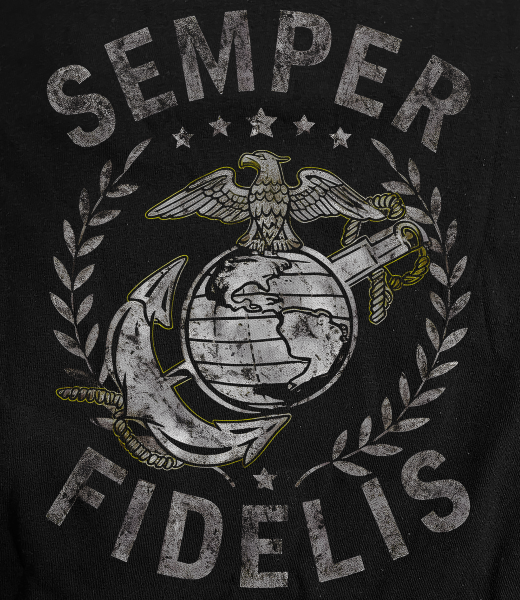 USMC Semper Fidelis on Black T-Shirt