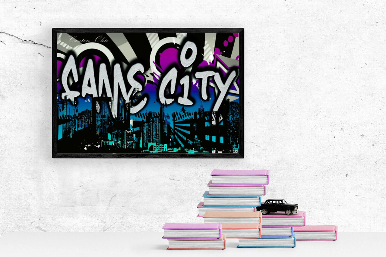 Local Fame City Scape-Line Poster Print