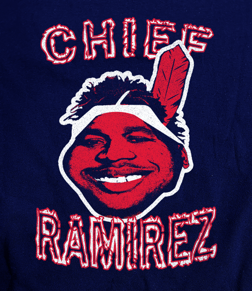 Cleveland Baseball Chief Ramirez on a Dark Blue Tee