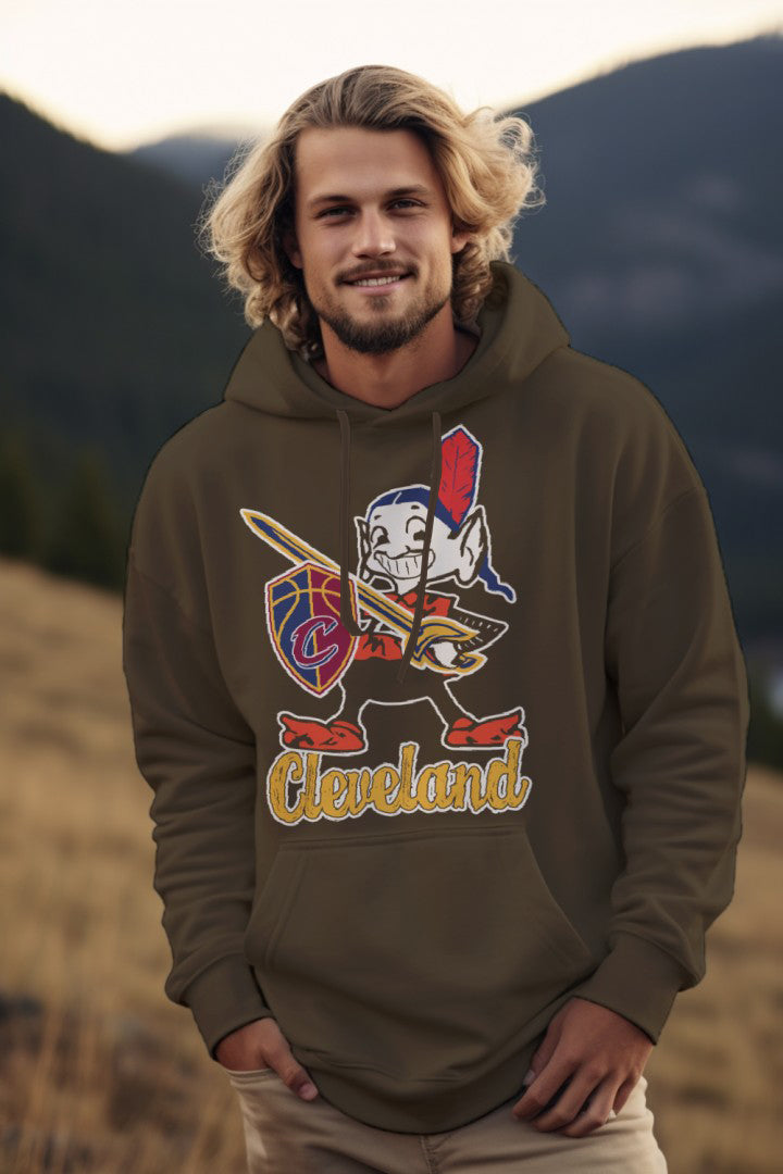 Cleveland Sports logo on a Dark Brown HOODIE