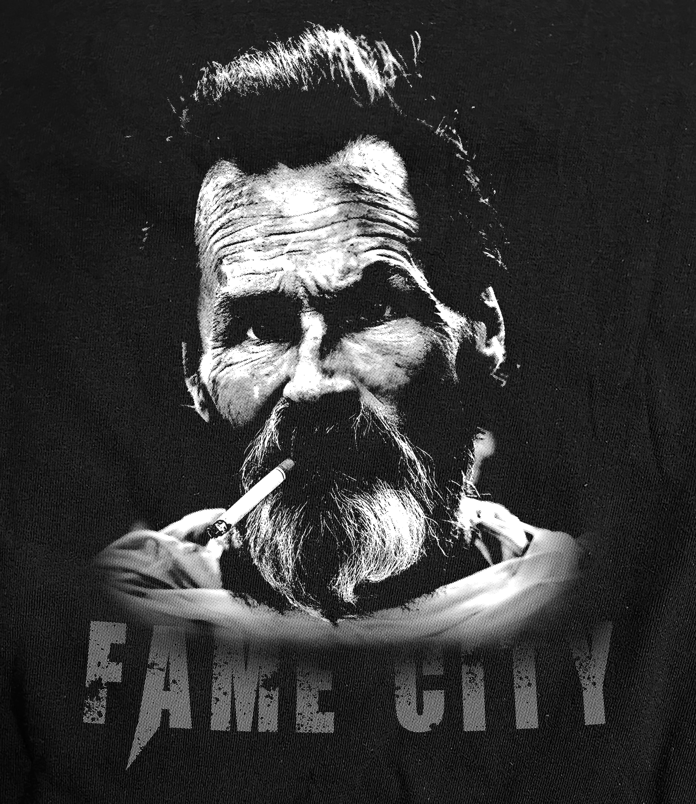 Fame City Guy Smoking on Black Shirt